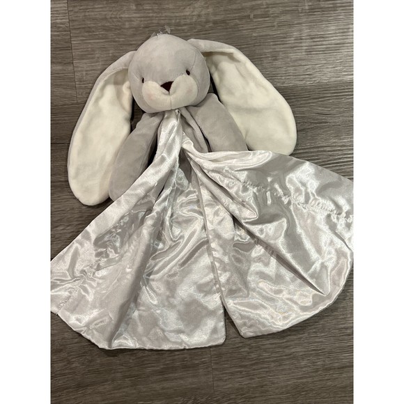 Bunnies By The Bay Bloom Nibble Buddy Security Blanket Lovey Satin 104464 Gray - Picture 5 of 8